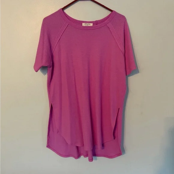 Zenana Outfitters Bright Lilac Short-Sleeve Knit Top - Picture 2 of 8